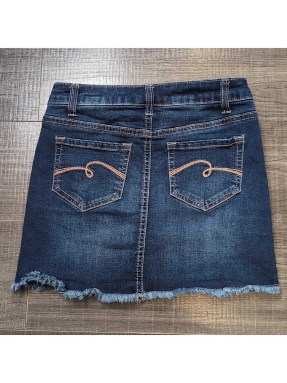 Justice Girls Size 10 Denim Jean Skirt Skort Snap Closure Cut Off Bue Jean - Picture 8 of 13